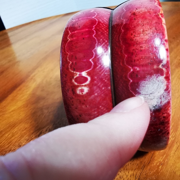 Vintage Henna Dyed Bone and Silver Tone Statement Cuff Bracelet - Picture 6 of 16